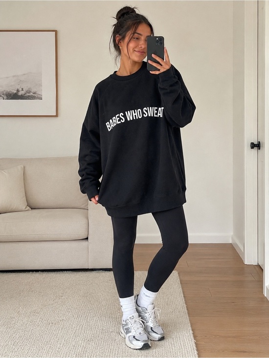 Sweaters - Brunette The Label “Babes Who Sweat”Crewneck Sweatshirt Black XS/S Athleisure